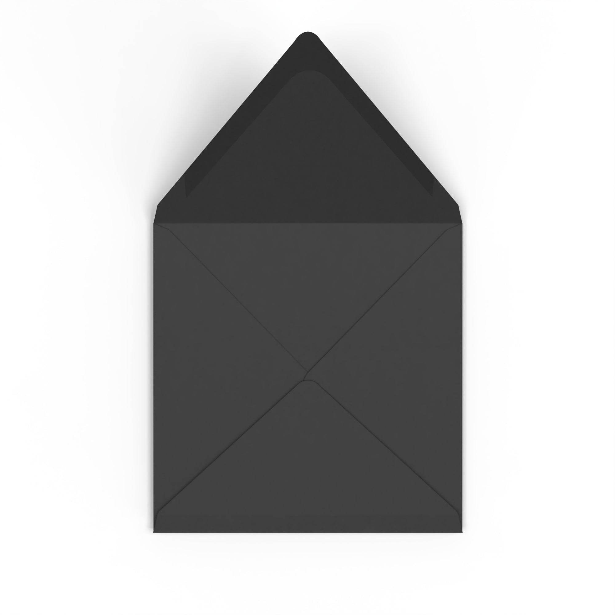 Black British Made 100gsm Gummed V-Flap Envelope (155 x 155mm)