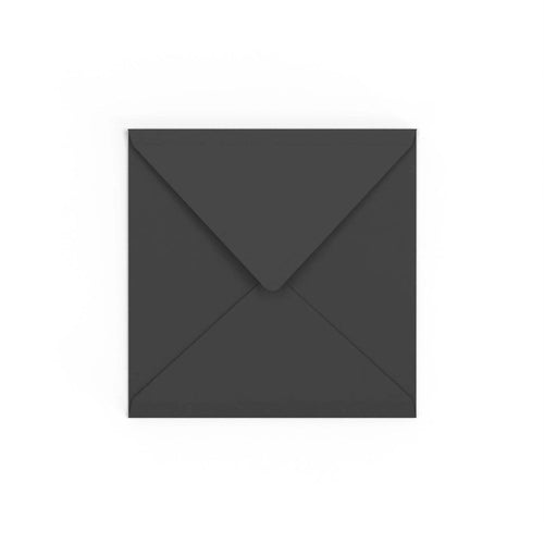 Black British Made 100gsm Gummed V-Flap Envelope (155 x 155mm)
