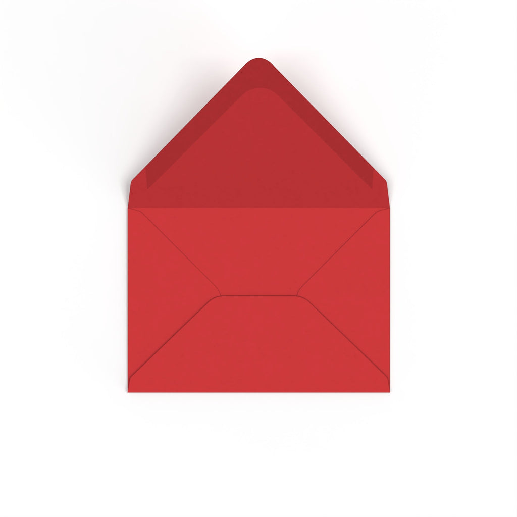 C6 Cherry Red British Made 100gsm Gummed V-Flap Envelope (114 x 162mm)