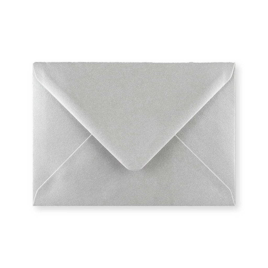 C6 Metallic Silver 100gsm Gummed V-Flap Greetings Envelope (114 x 162mm)
