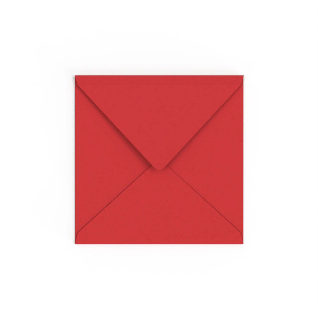 Cherry Red British Made 100gsm Gummed V-Flap Envelope (155 x 155mm)