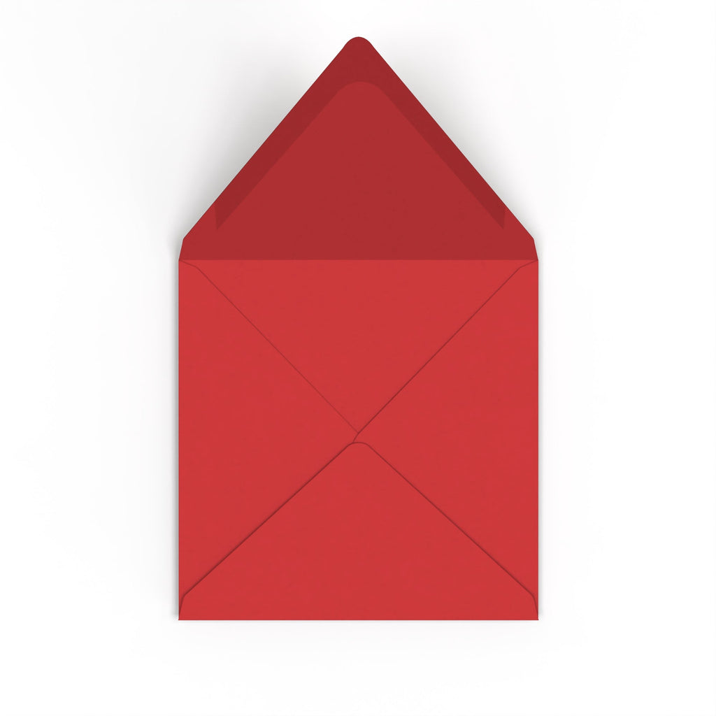 Cherry Red British Made 100gsm Gummed V-Flap Envelope (155 x 155mm)
