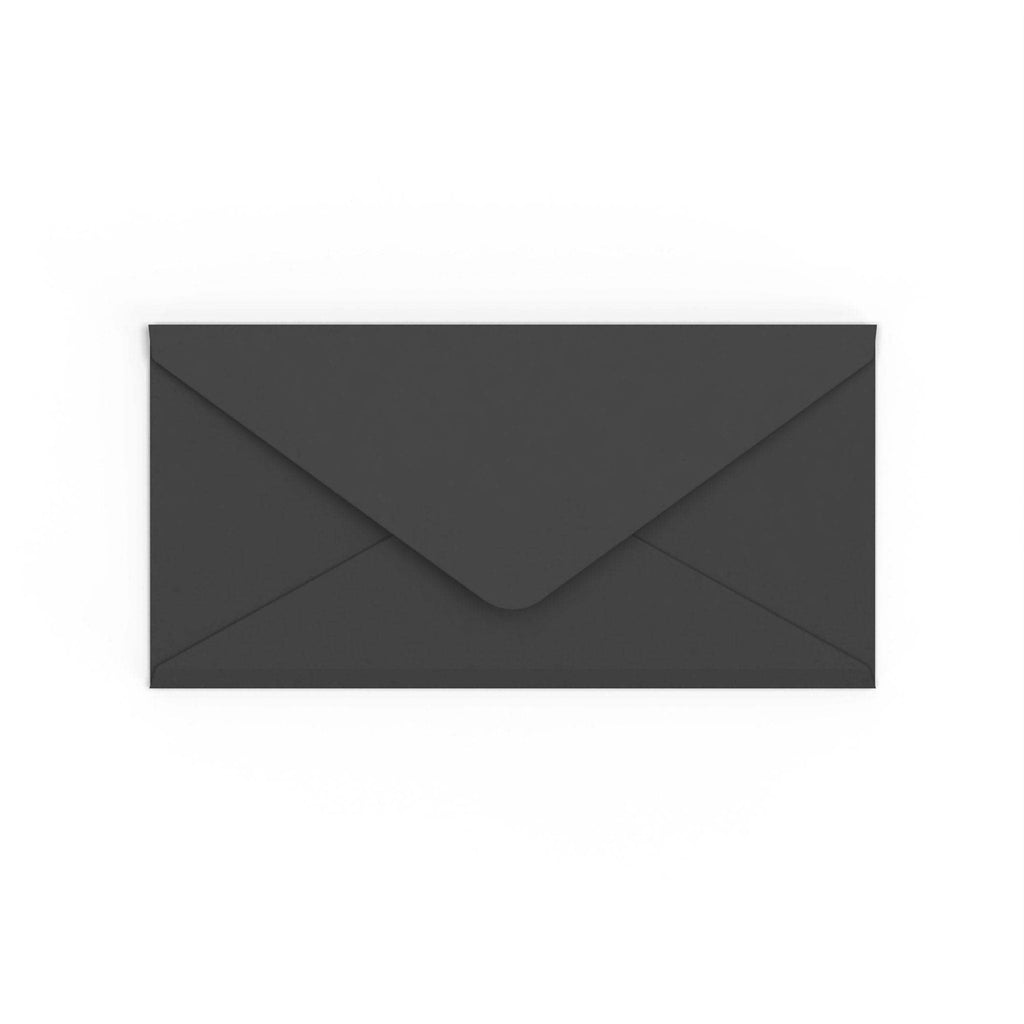 DL Black British Made 100gsm Gummed V-Flap Envelope (110 x 220mm)