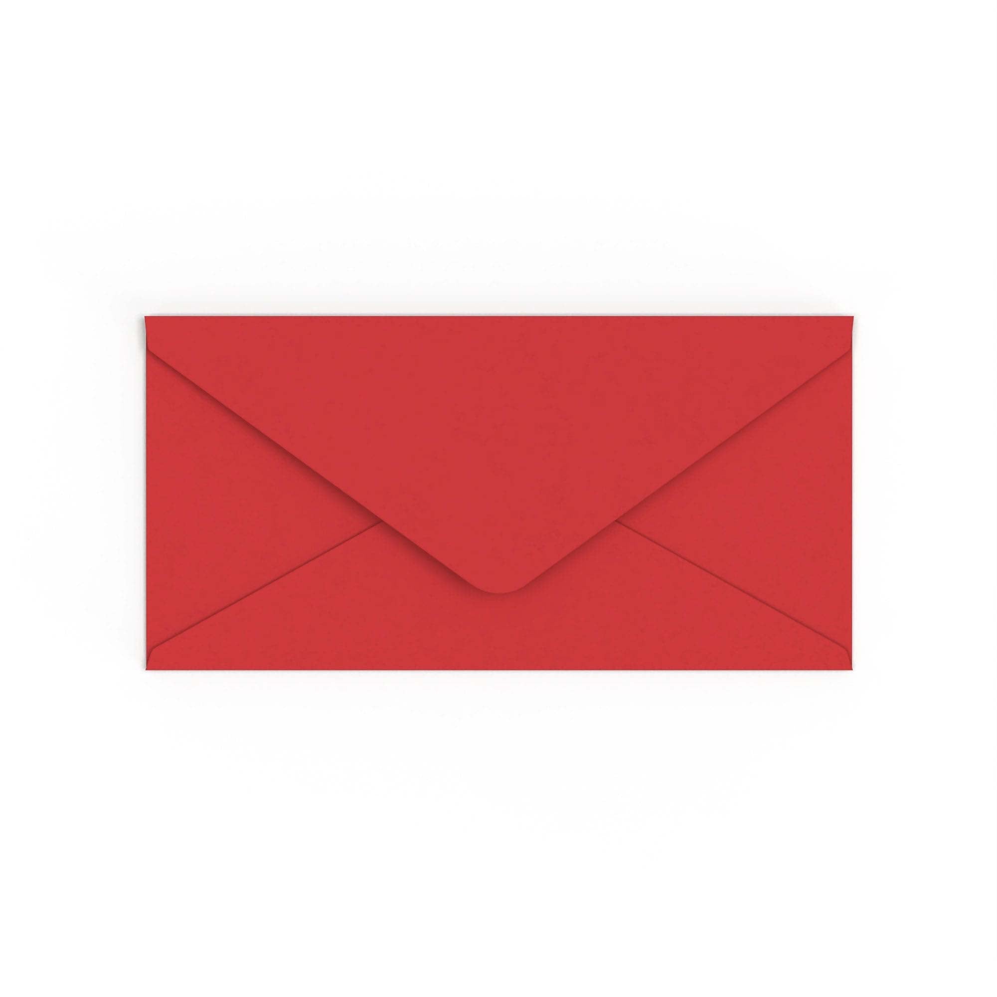 DL Cherry Red British Made 100gsm Gummed V-Flap Envelope (110 x 220mm)