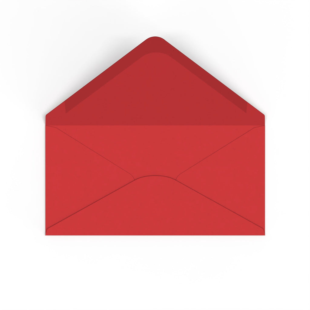 DL Cherry Red British Made 100gsm Gummed V-Flap Envelope (110 x 220mm)