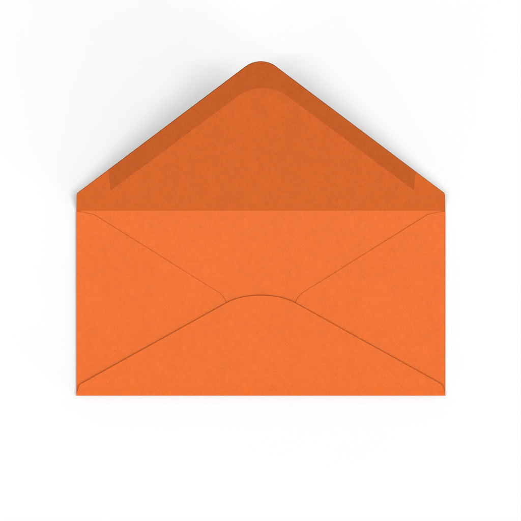 DL Flame Orange British Made 100gsm Gummed V-Flap Envelope (110 x 220mm)