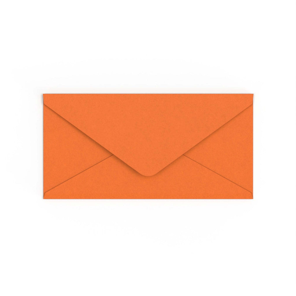 DL Flame Orange British Made 100gsm Gummed V-Flap Envelope (110 x 220mm)