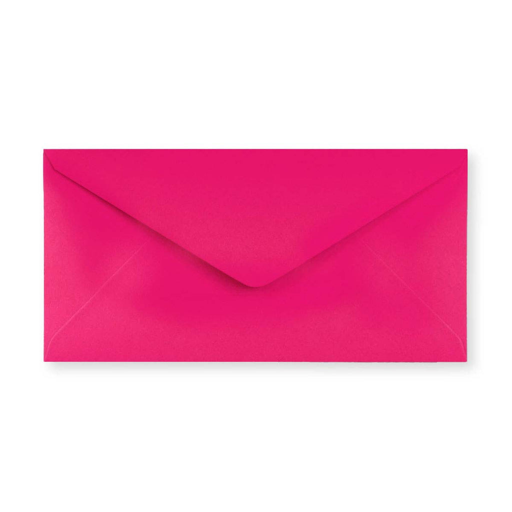 DL Fuschia Pink 100gsm Gummed V-Flap Envelope (110 x 220mm)