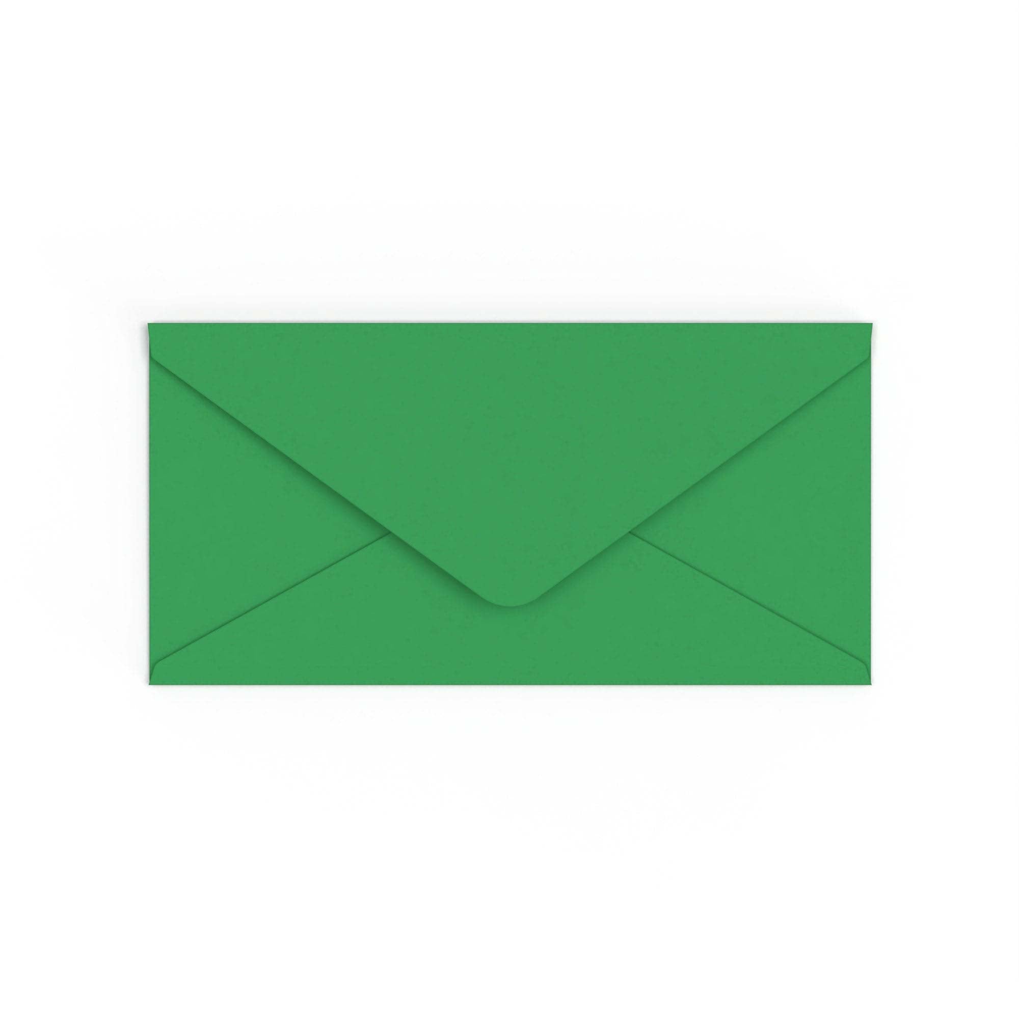DL Kelly Green British Made 100gsm Gummed V-Flap Envelope (110 x 220mm)