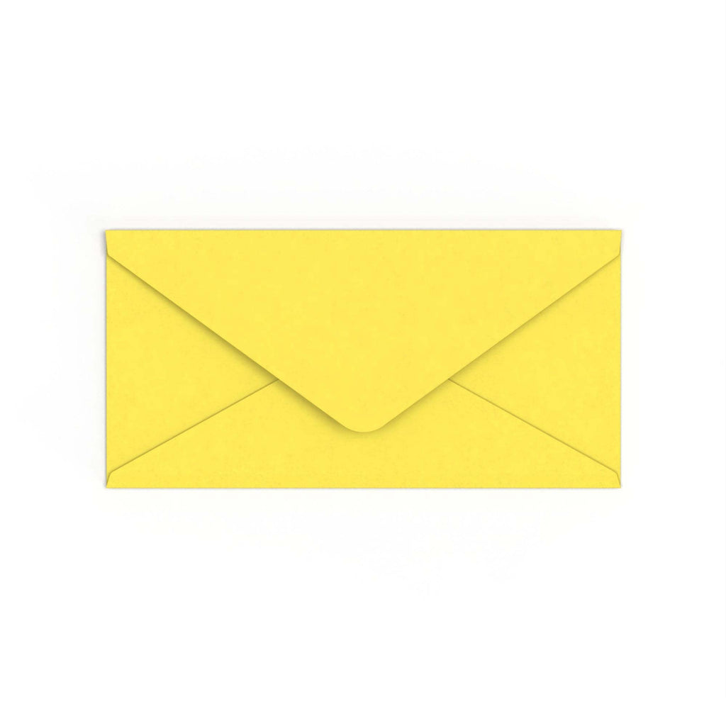 DL Sunflower Yellow British Made 120gsm Gummed V-Flap Envelope (110 x 220mm)