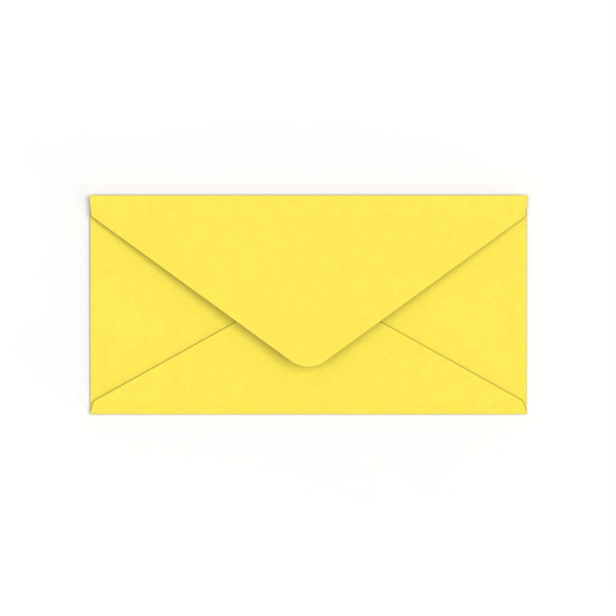DL Sunflower Yellow British Made 120gsm Gummed V-Flap Envelope (110 x 220mm)