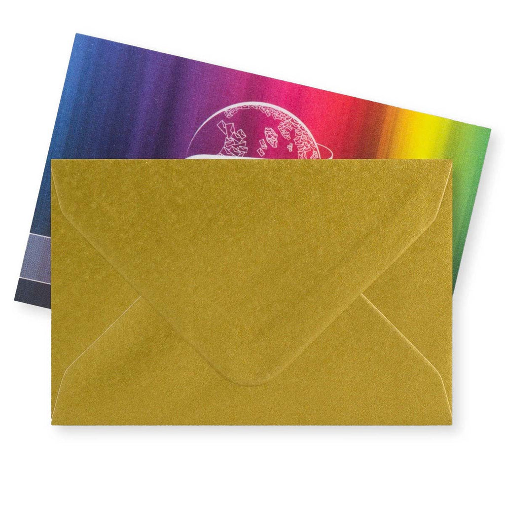 Metallic Gold 100gsm Gummed V-Flap Greeting Card Envelope (62 x 94mm)