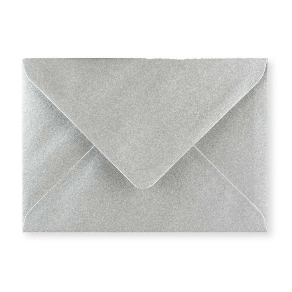 Metallic Silver 100gsm Gummed V-Flap Greeting Card Envelope (125 x 175mm)