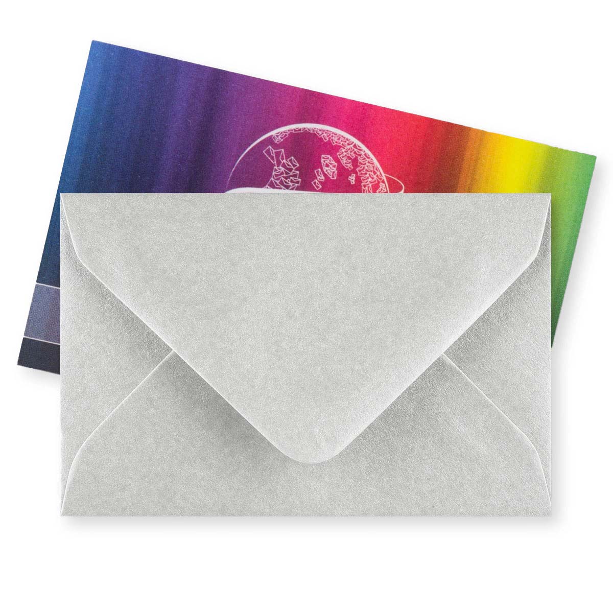 Metallic Silver 100gsm Gummed V-Flap Greeting Card Envelope (62 x 94mm)