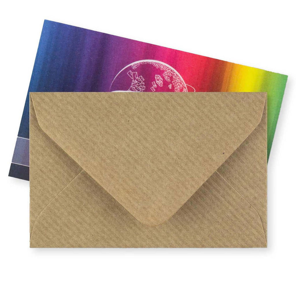 Ribbed Kraft 100gsm Gummed V-Flap Greeting Card Envelope (62 x 94mm)