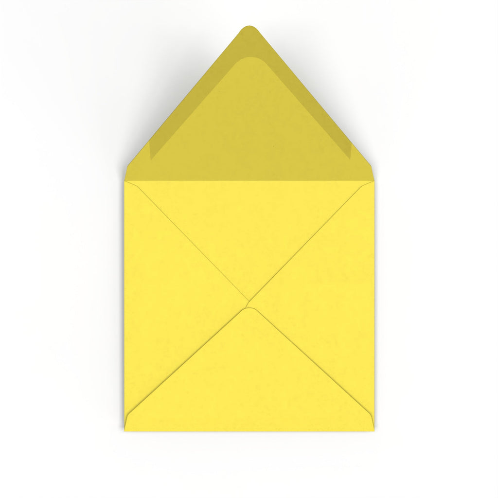 Sunflower Yellow British Made 120gsm Gummed V-Flap Envelope (155 x 155mm)